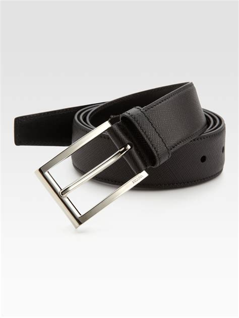 prada mens black leather belt